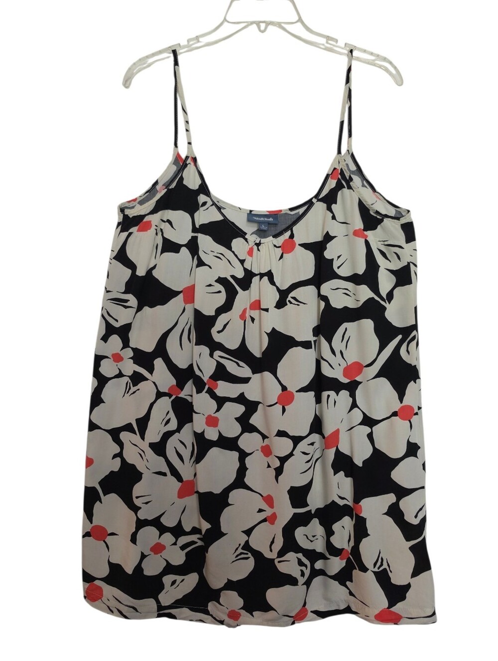 ModCloth Spaghetti Strap Black White Floral Tank Top SZ Large